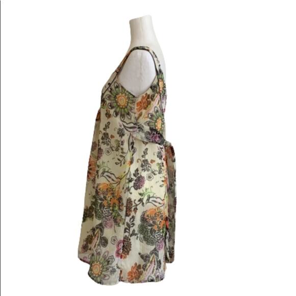 American Rag Dress Cream Spring Colors Floral Sleeveless Chiffon Dress Small - Picture 3 of 13